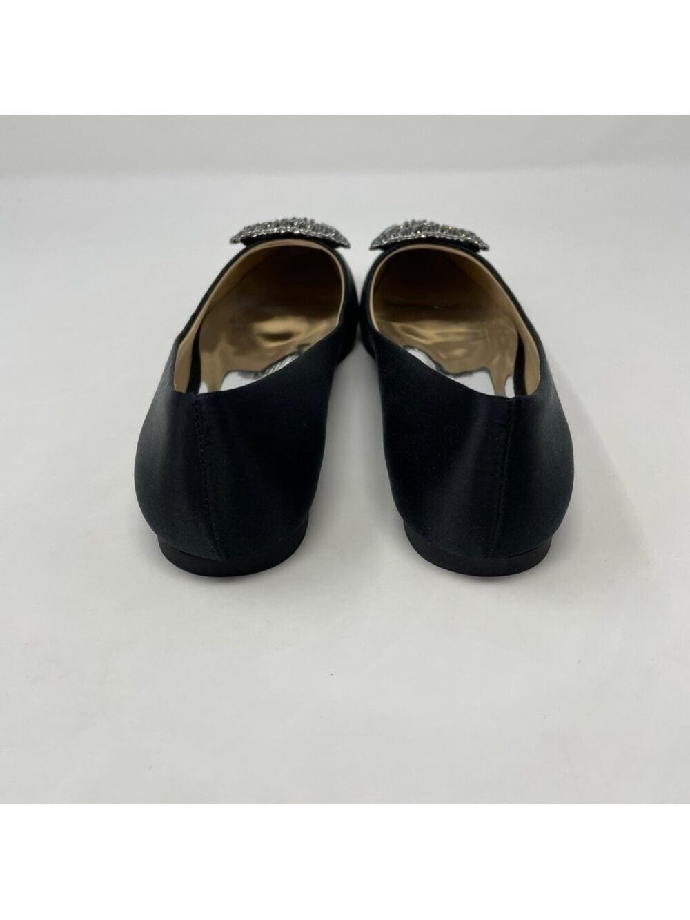 Badgley Mischka Emerie Embellished Crystal Buckle Satin Slip on Flats NWT - Picture 8 of 14